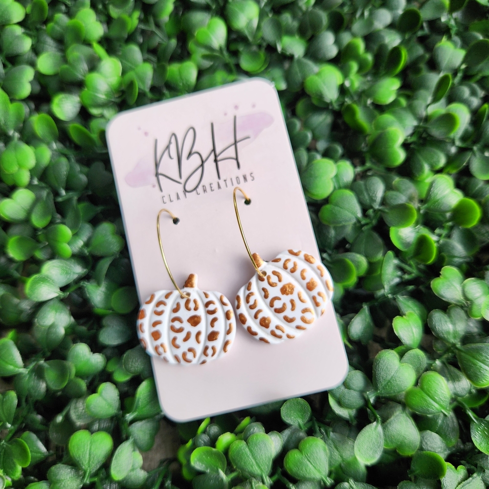Leopard Print Pumpkin Clay Earrings